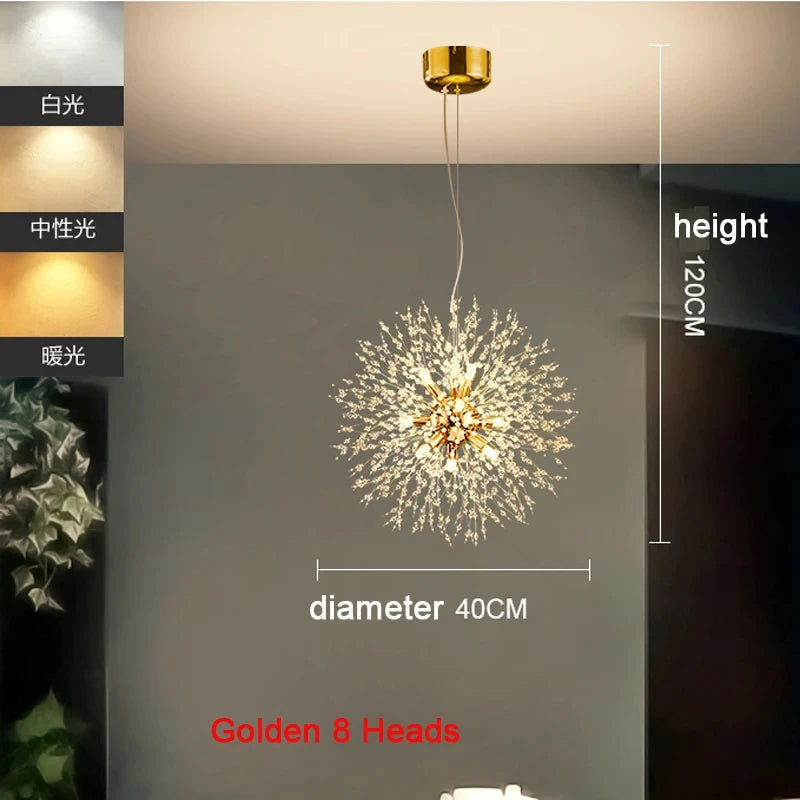 Lustre Pissenlit LED Design Étoilé — Fireball Créatif — Salon et Chambre