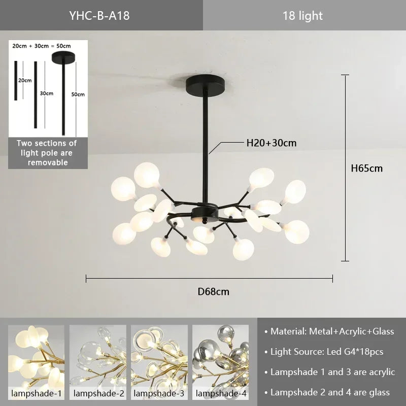 Lustre Araignée Design — Noir A 63 ampoules