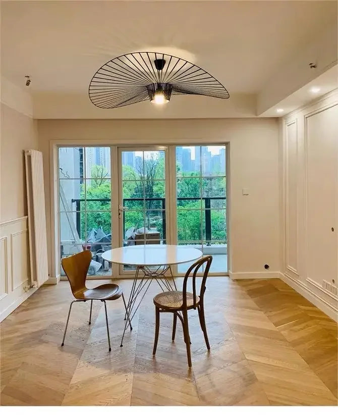 Lustre Paille — Suspension Chapeau Paille