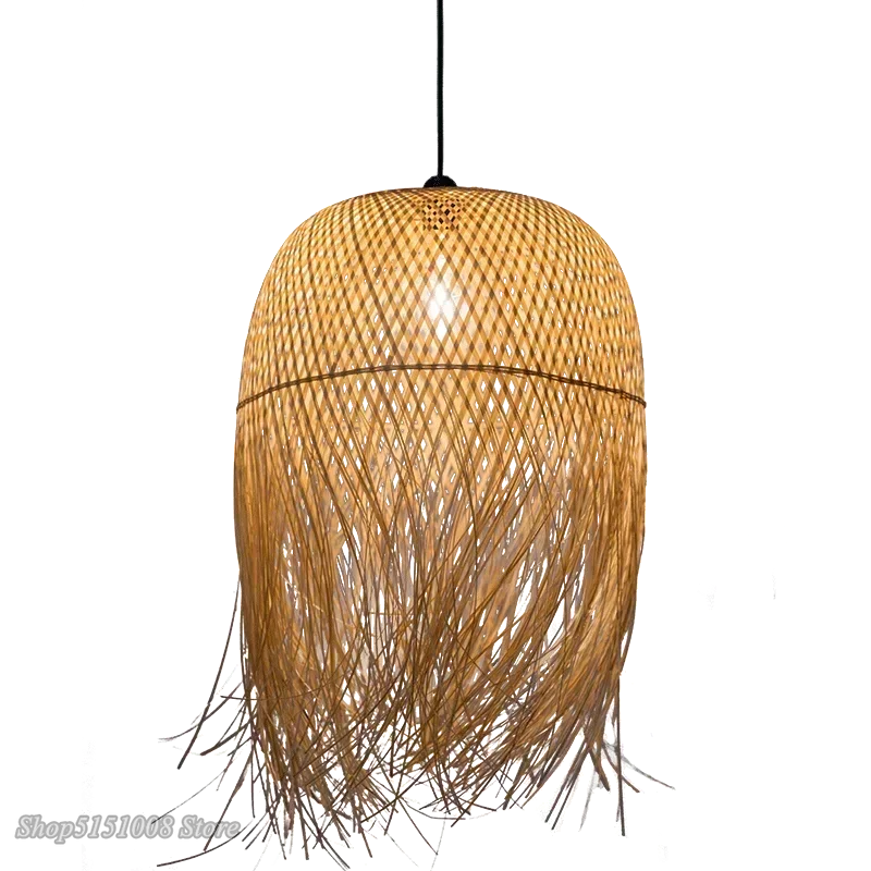 Lustre Bambou Créatif Style Loft - Suspension LED Asiatique Artisanal