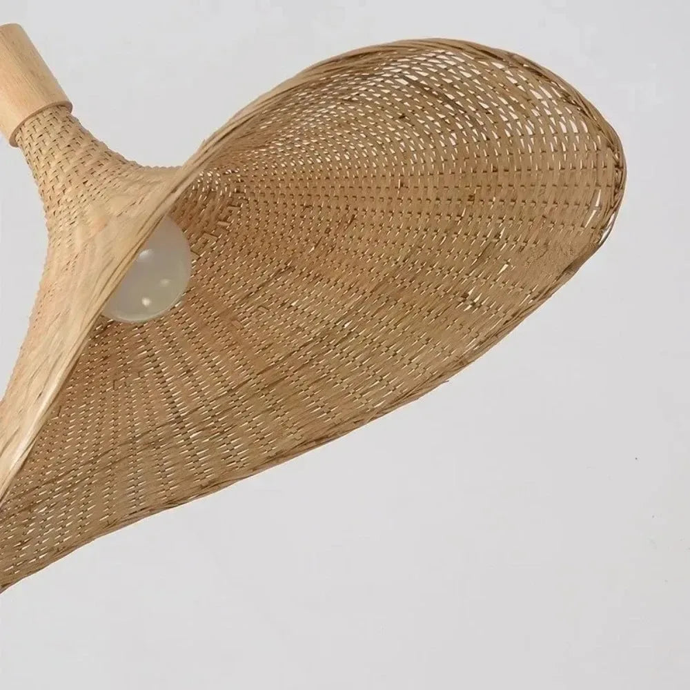 Suspension Rotin Japonaise Wabi Sabi 30cm - Lustre LED Naturel