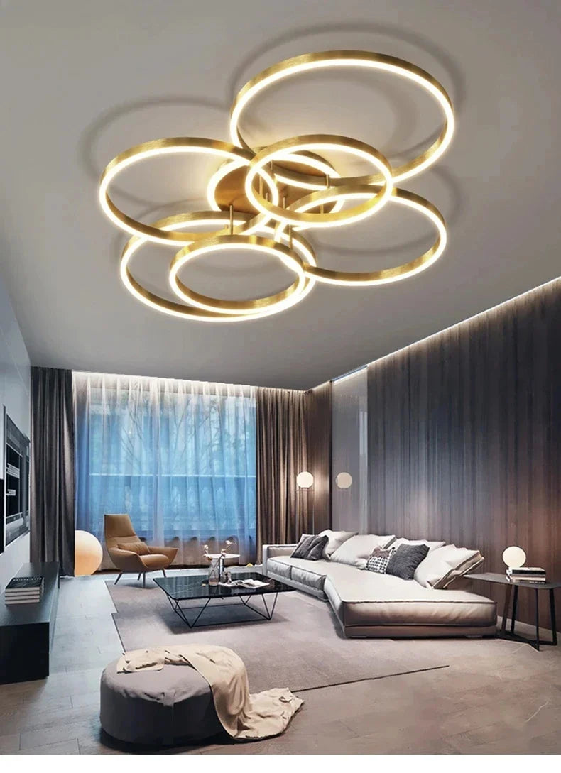 Lustre Design Moderne — 6 ampoules Noir