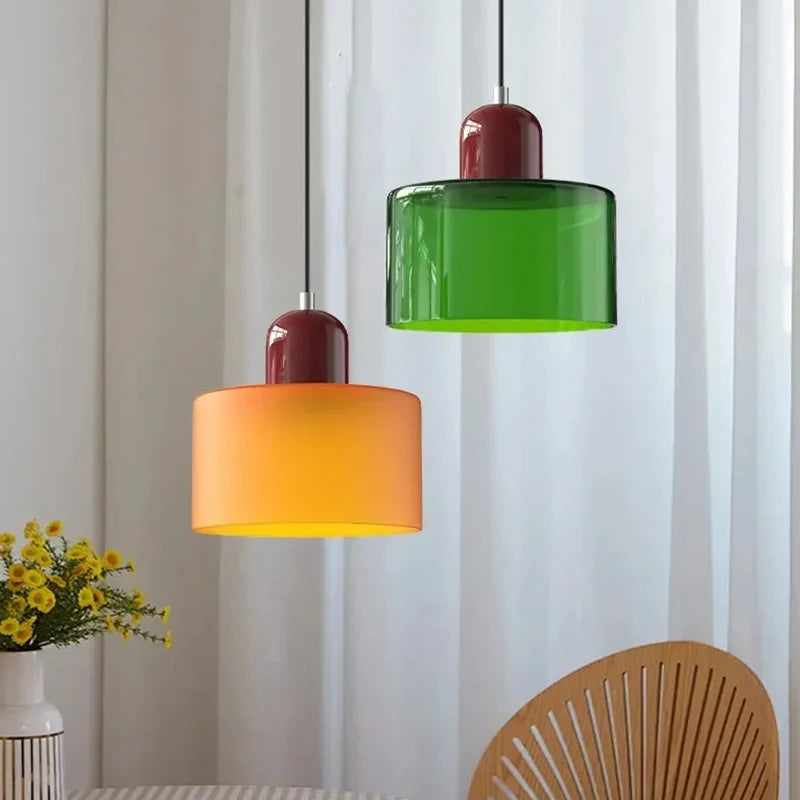 Suspension Verre Nordique Design Long — Chambre et Restaurant — E27