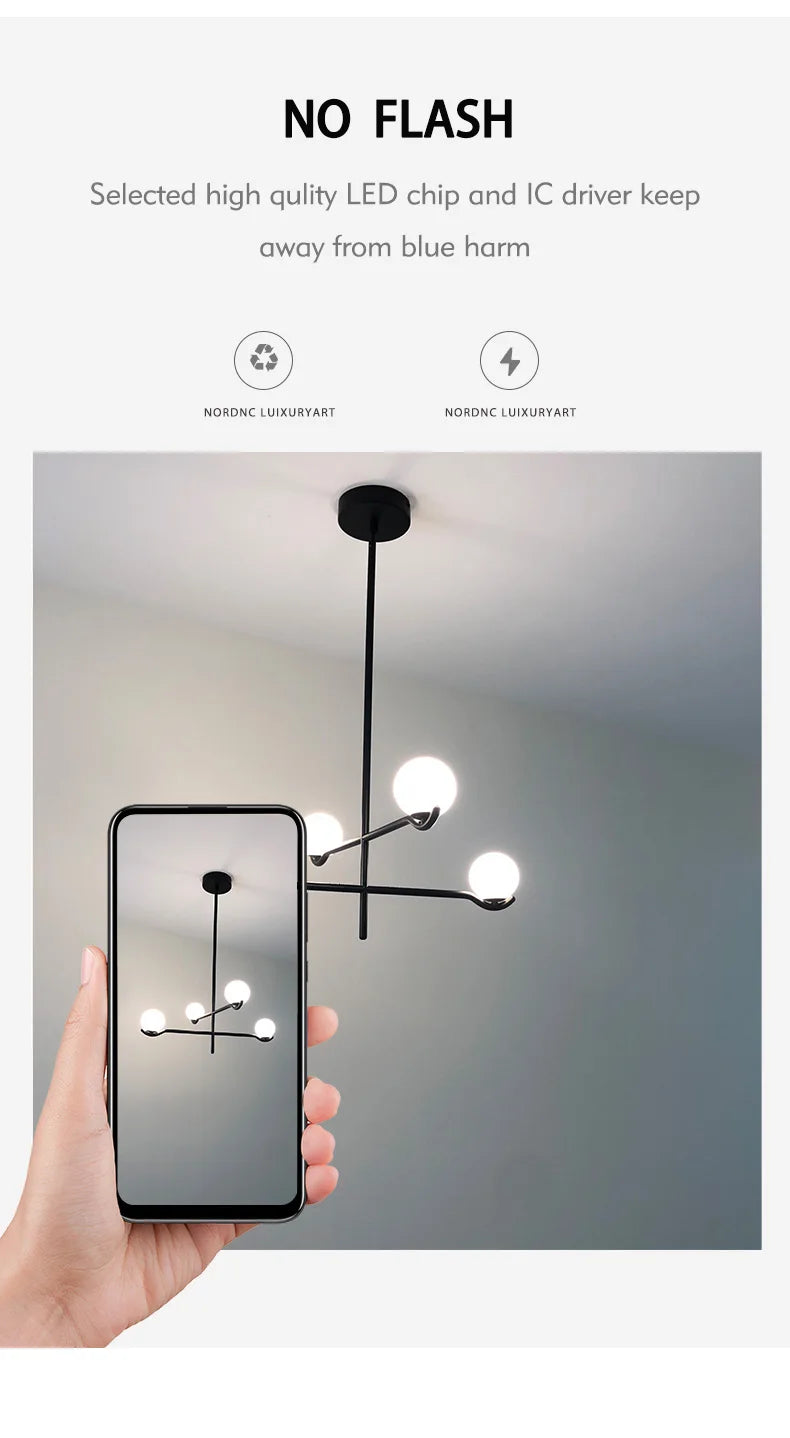 Lustre Noir Moderne — Verre