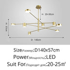 Lustre Chambre Ado — Noir — Noir 8 ampoules 140cm