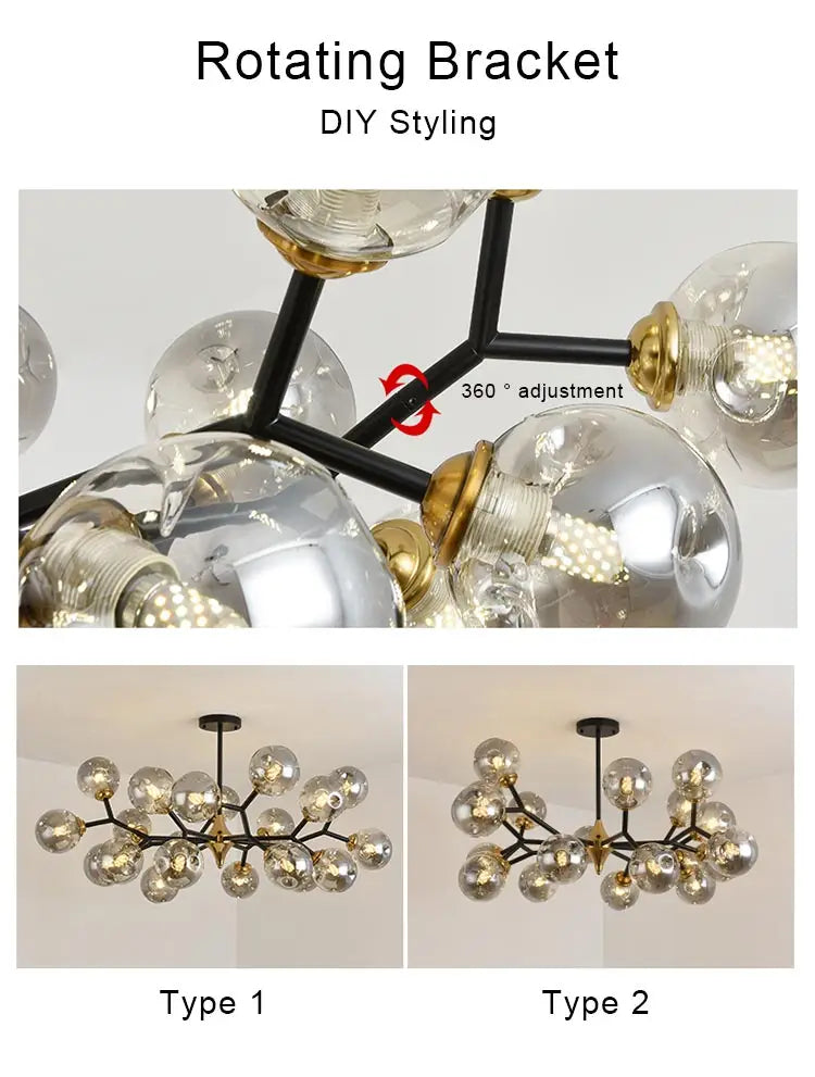 Lustre Globe Verre — Plafonnier Boule Moderne