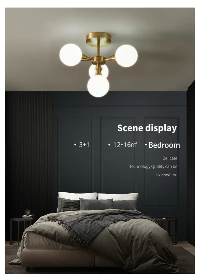 Lustre Cuivre — Plafonnier Boule Moderne