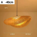 Lustre Rotin Tressé Main Vintage 40/60/80cm - Suspension Rustique LED