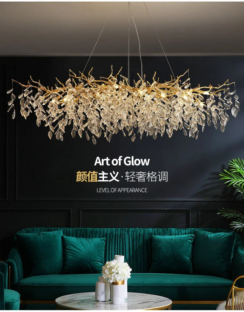 Grand Lustre Salle à Manger — Cristal Grand Format — Longueur 120cm