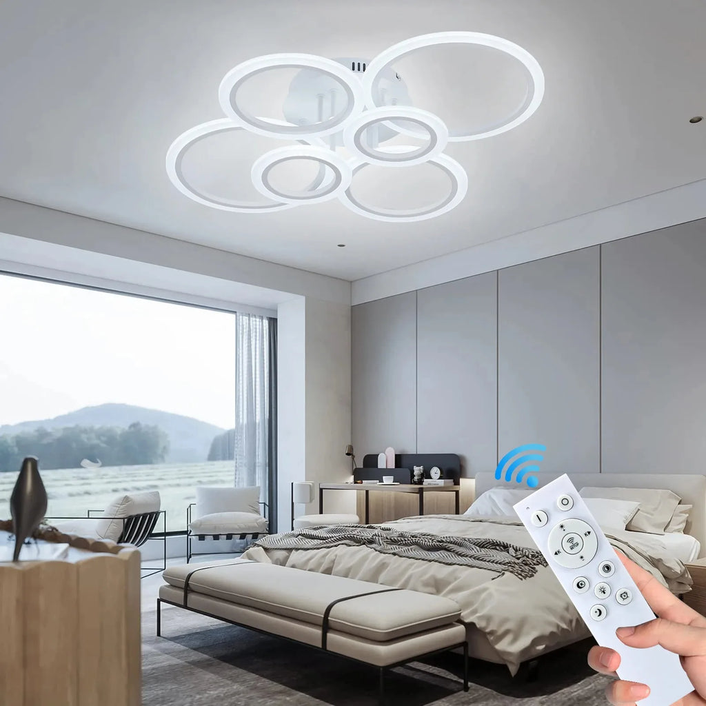 Lustre Anneau LED Design Contemporain — Flush Mount Salon — Chambre et Cuisine