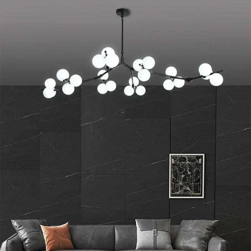 Lustre Boule Design — Noir 24 ampoules