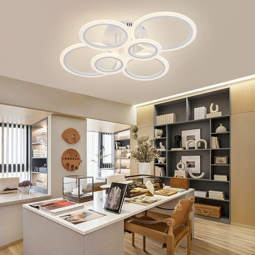 Lustre Anneau LED Design Contemporain — Flush Mount Salon — Chambre et Cuisine