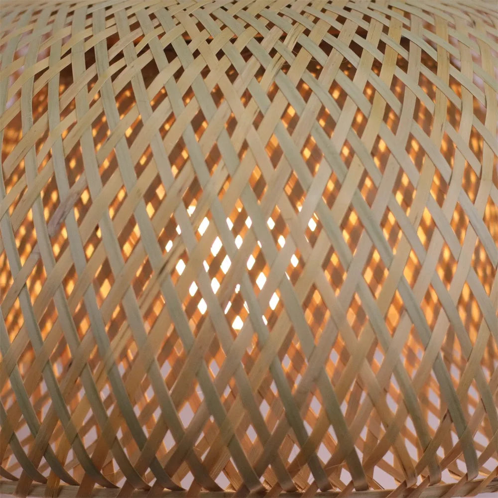 Lustre Bambou Artisanal 30/38/45cm | Suspension Rotin Fait Main | Luminaire Naturel Boho