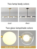 Lustre Blanc Moderne — Verre — 6 B Blanc Laiteux ball