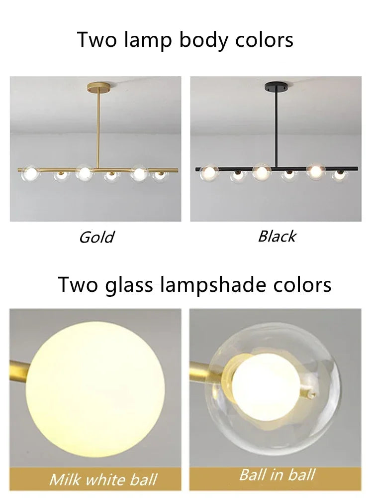Lustre Blanc Moderne — Verre — 6 G Boule dans boule