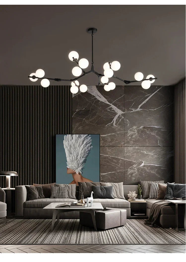 Lustre Boule Design — Noir 24 ampoules