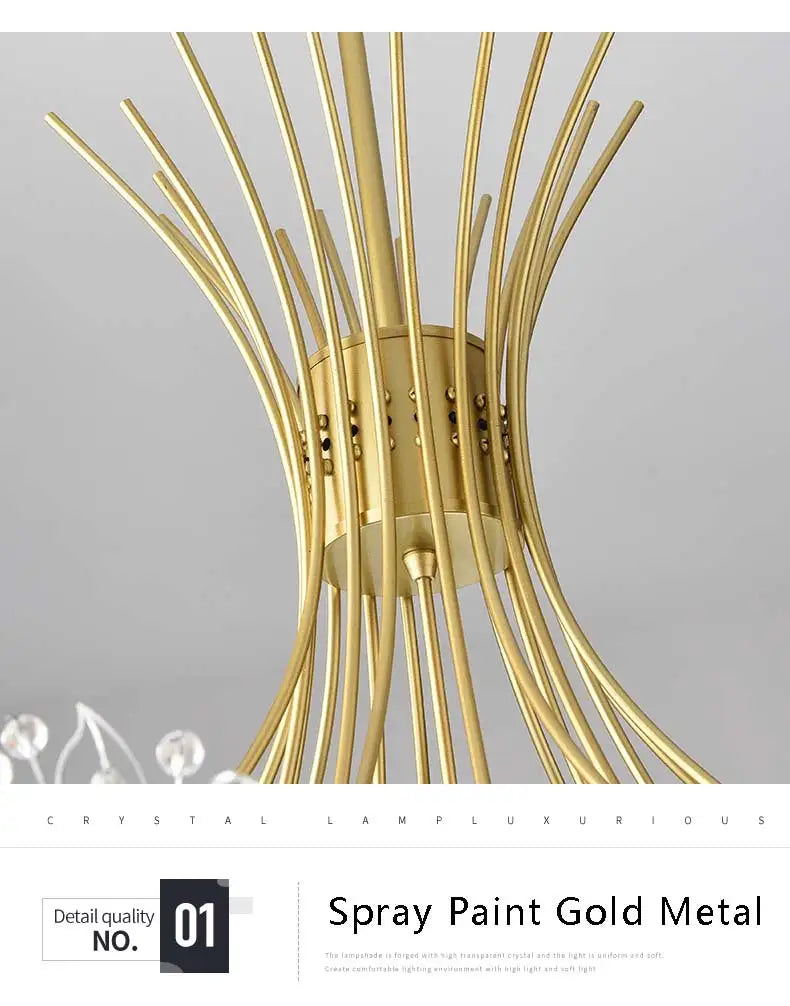 Lustre Cristal Ancien — 13 ampoules doré