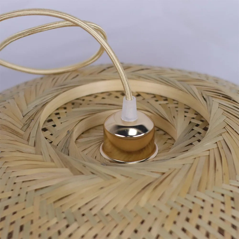 Lustre Bambou Artisanal 30/38/45cm | Suspension Rotin Fait Main | Luminaire Naturel Boho