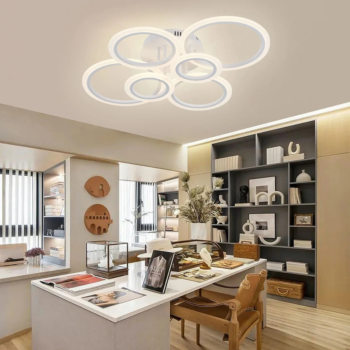 Lustre Anneau LED Design Contemporain — Flush Mount Salon — Chambre et Cuisine