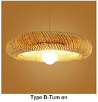 Suspension Bambou Tissé Main Rotin Naturel - Lustre LED 40 à 100cm