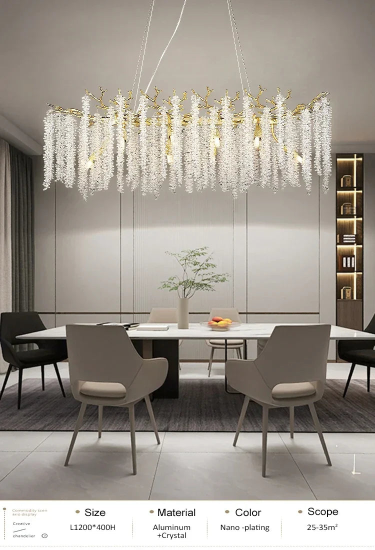 Lustre Cristal Ancien — Métal — Longueur 100cm