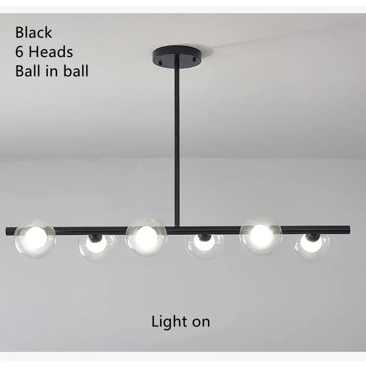 Lustre Blanc Moderne — Verre — 6 G Blanc Laiteux ball