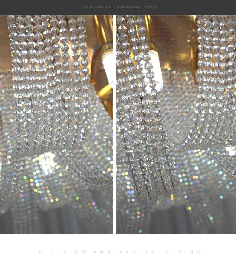 Lustre Cristal Pampilles — Nordique — Rond doré d85cm