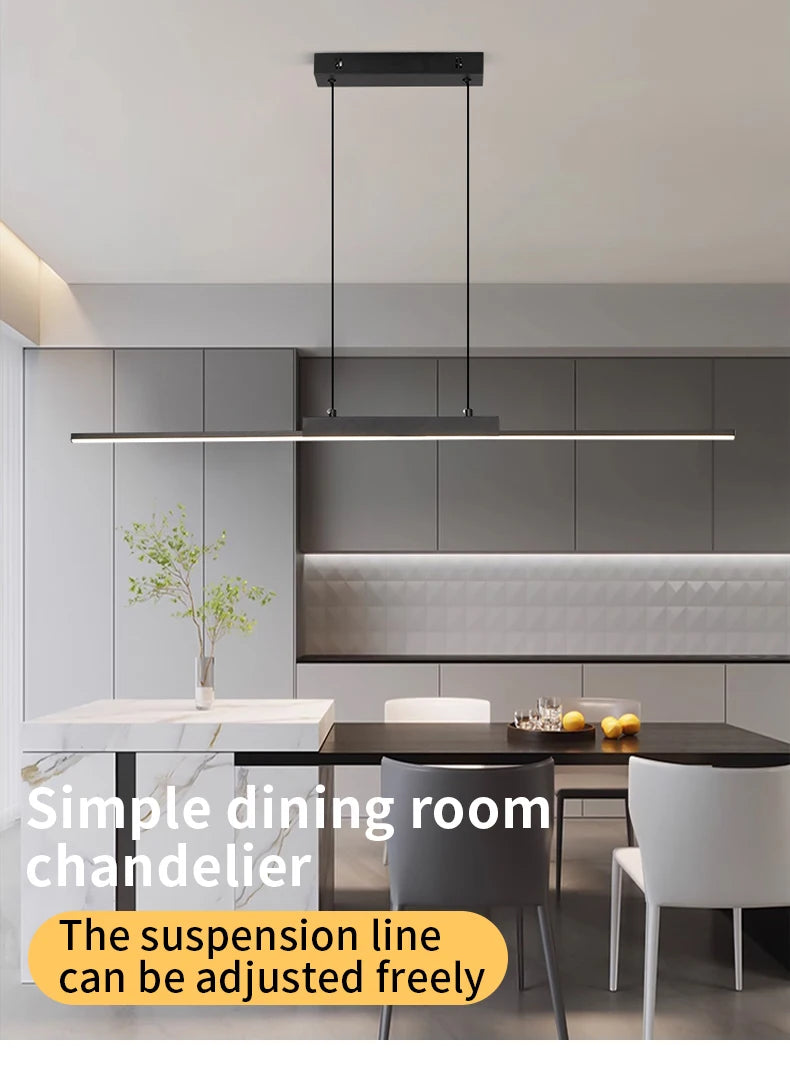 Lustre Salon Design Moderne Long — Salle à Manger et Cuisine — Minimaliste