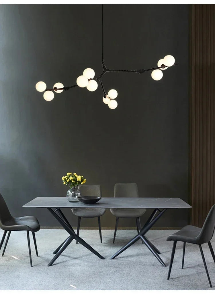 Lustre Boule Design — Noir 24 ampoules