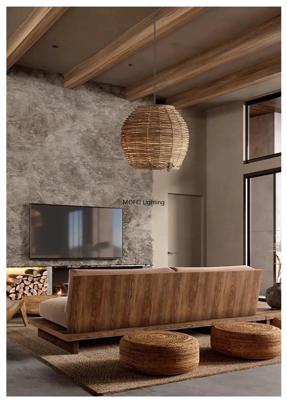 Suspension Rotin Wabi Sabi Minimaliste - Lustre Moderne 40/50/60cm