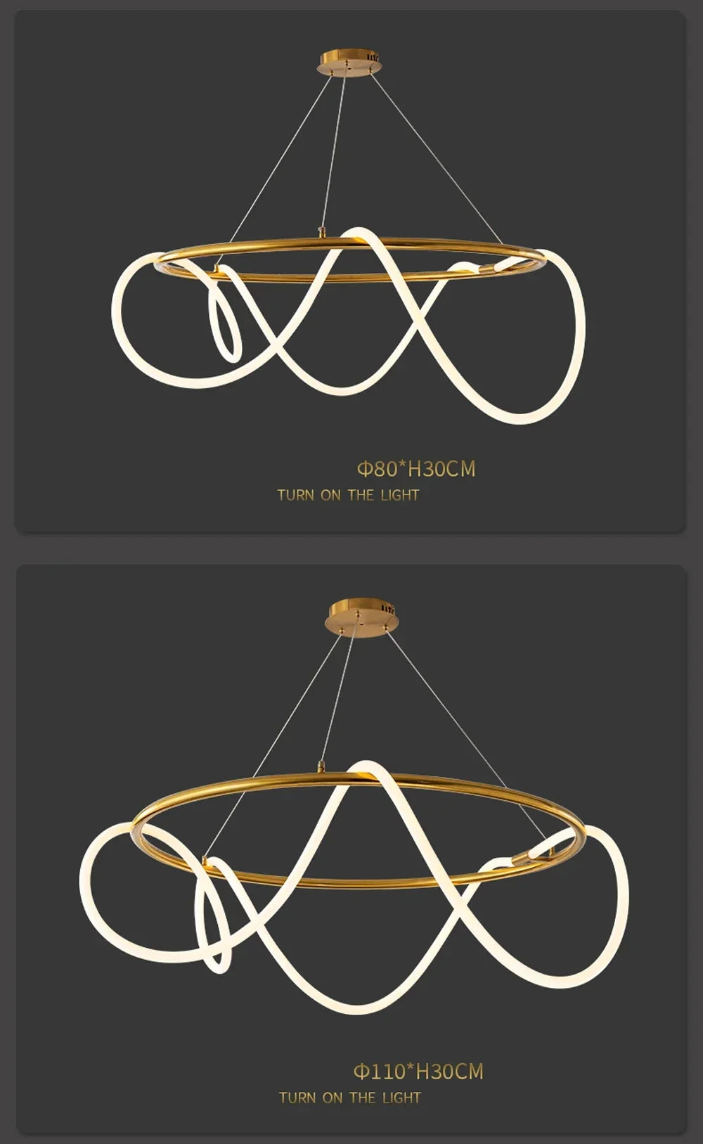 Lustre Cuisine Industriel — Nordique — Doré 150 cm A