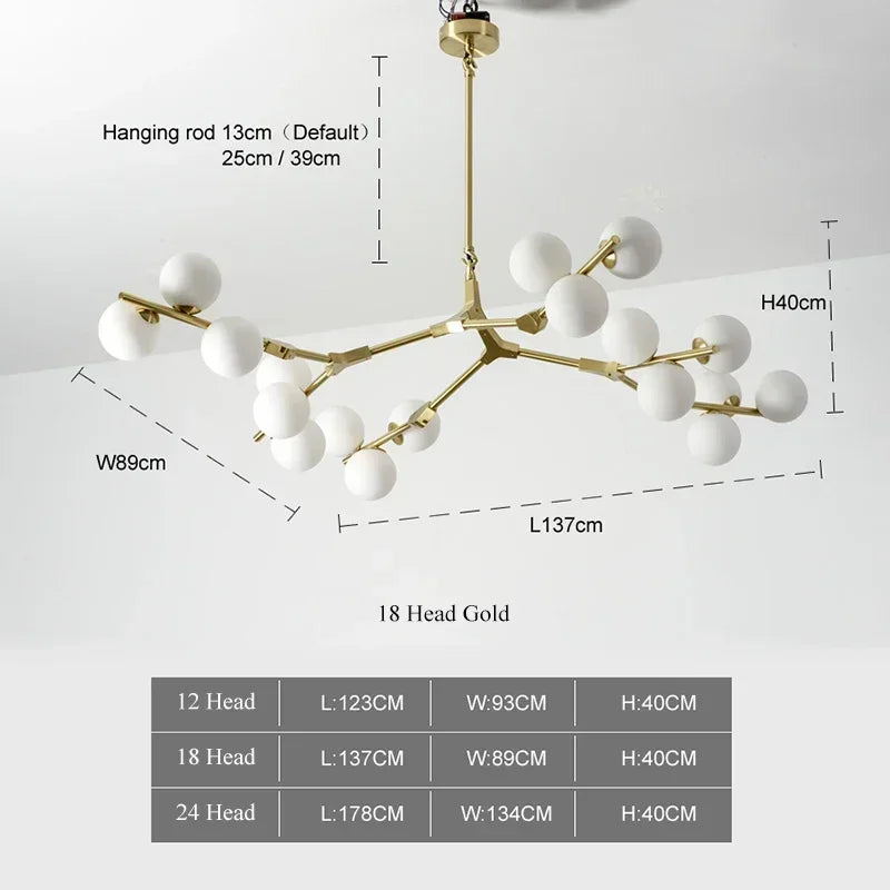 Lustre Boule Design — Noir 24 ampoules