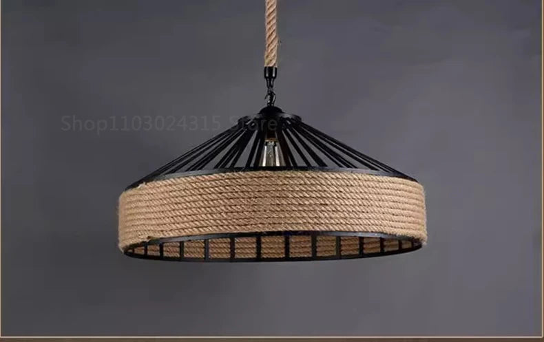 Suspension Chanvre Corde Design Industriel — Vintage Rétro — Salle à Manger