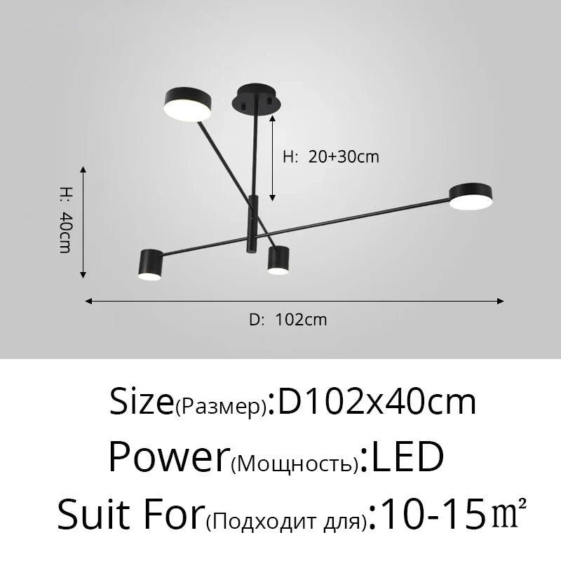 Lustre Chambre Ado — Noir — Doré S 8 ampoules 102cm