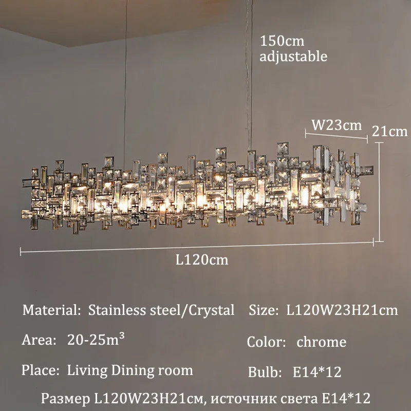 Lustre Salle à Manger Cristal — Métal