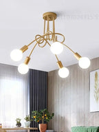 Lustre Chambre Adulte Doré — LED — Noir 5 ampoules
