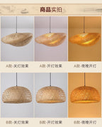 Suspension Bambou Osier Rotin - Lustre Plafond Moderne LED