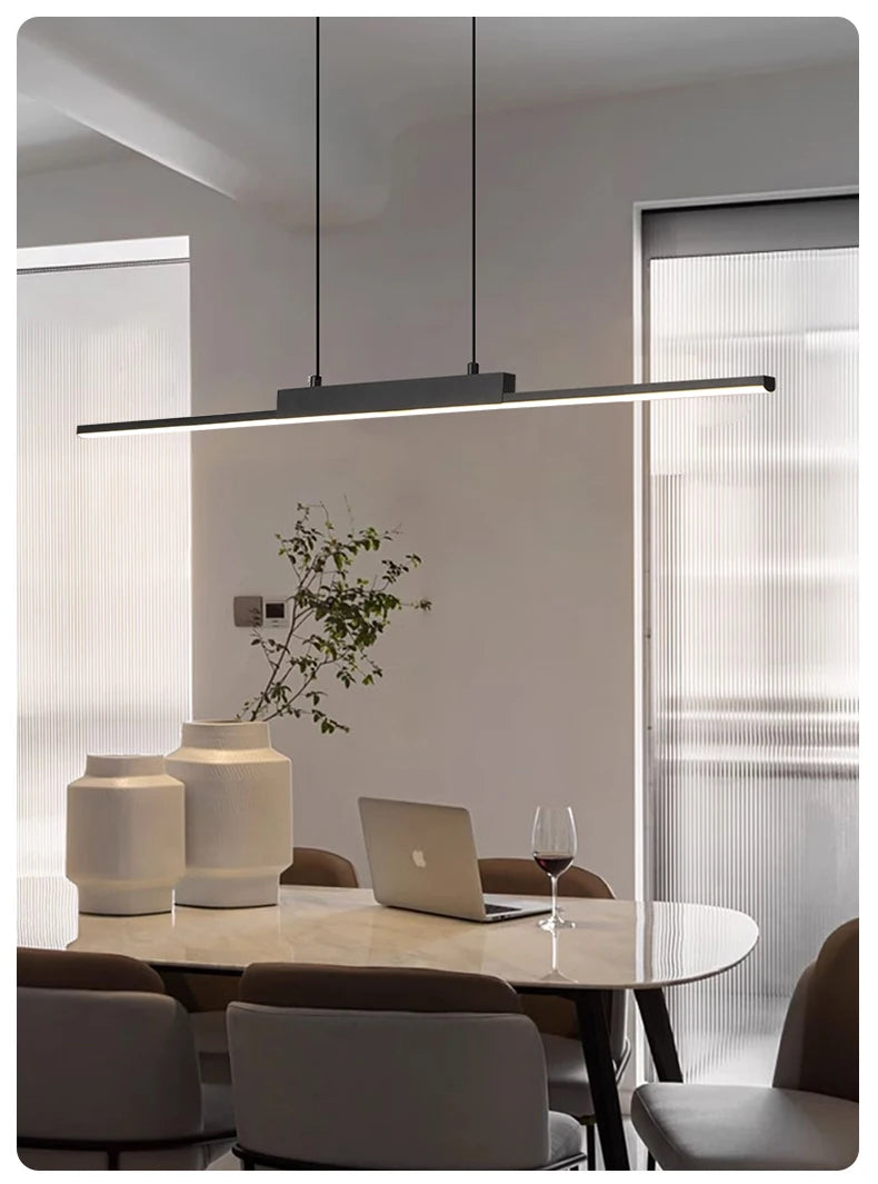 Lustre Salon Design Moderne Long — Salle à Manger et Cuisine — Minimaliste