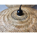 Lustre Rotin Tressé Main Vintage 40/60/80cm - Suspension Rustique LED