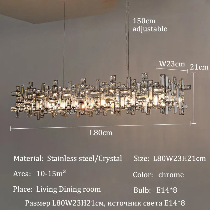 Lustre Salle à Manger Cristal — Métal