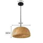 Suspension Osier Rotin Fait Main - Lustre Bohème Naturel LED