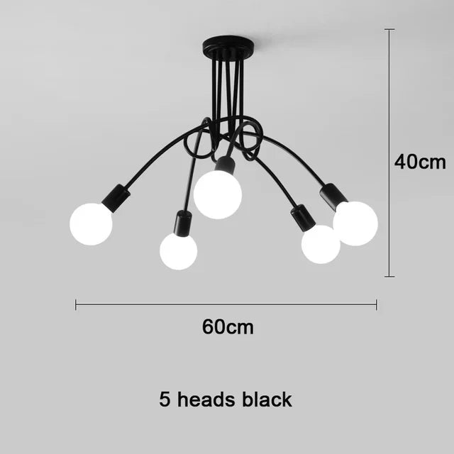 Lustre Chambre Adulte Doré — LED — Noir 5 ampoules