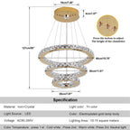 Lustre Cristal Français Luxe - Suspension Dorée Chromée 40cm LED