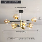 Lustre Boule Verre Design — Cognac 10 ampoules