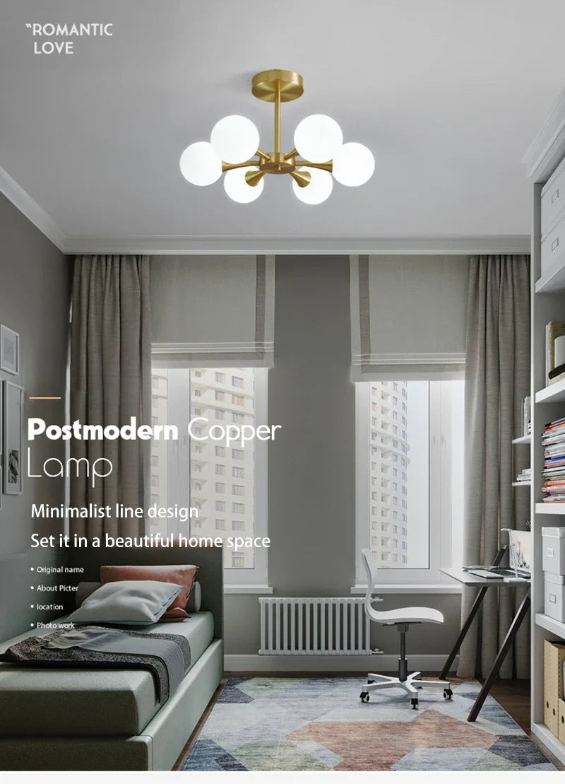 Lustre Cuivre — Plafonnier Boule Moderne