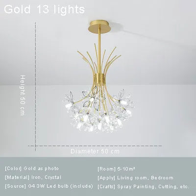 Lustre Cristal Ancien — 13 ampoules doré
