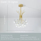 Lustre Cristal Ancien — 13 ampoules doré