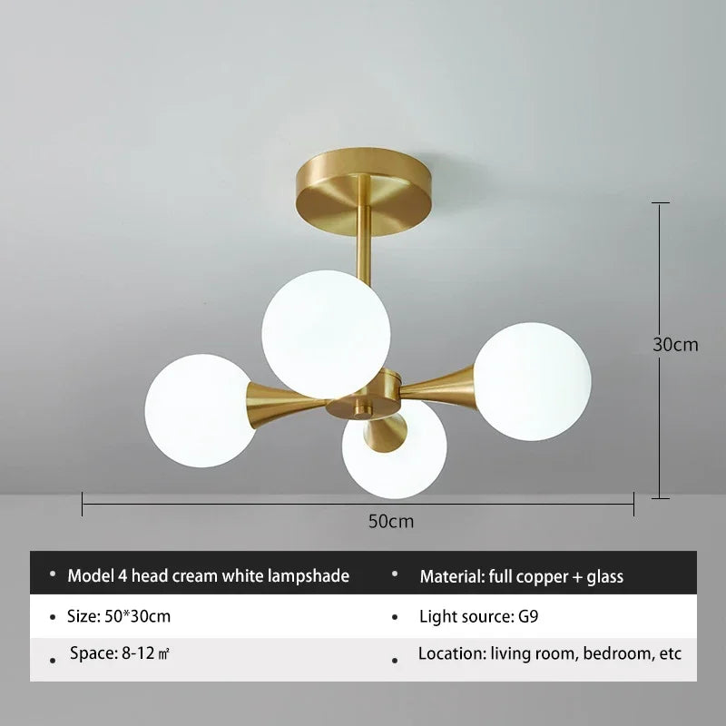 Lustre Cuivre — Plafonnier Boule Moderne