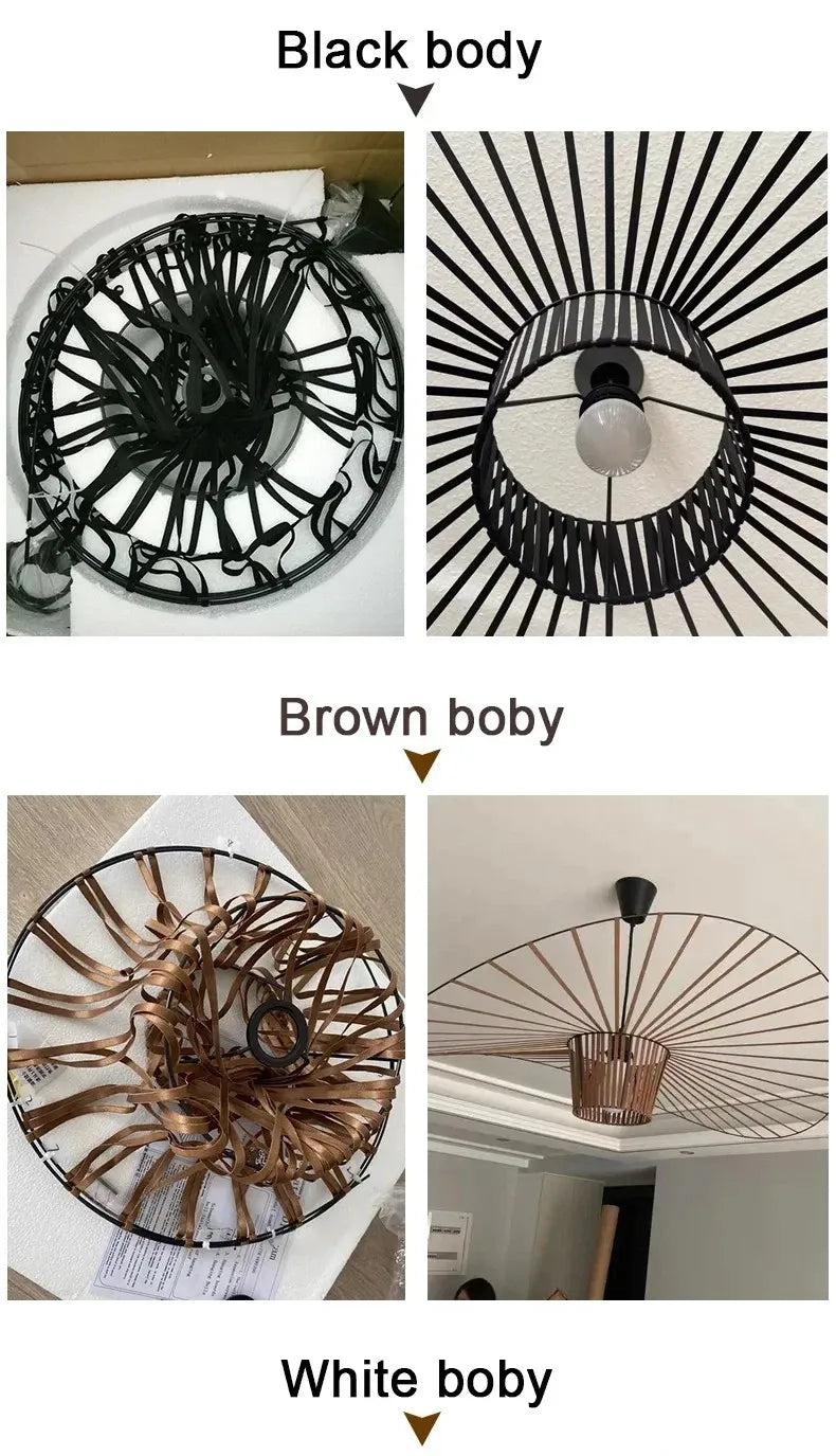 Lustre Paille — Suspension Chapeau Paille