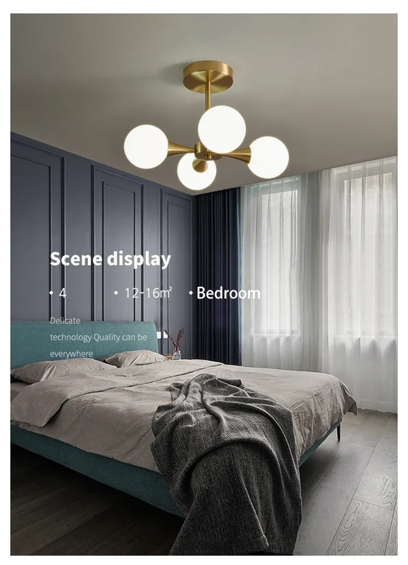 Lustre Cuivre — Plafonnier Boule Moderne